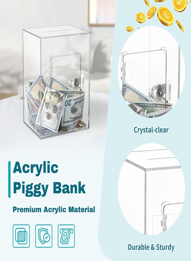 Imeepa Clear Acrylic Piggy Bank with Lock and Key for Kids Adults, Openable Money Saving Box for Cash Coins Real Money (Clear) - Image 4